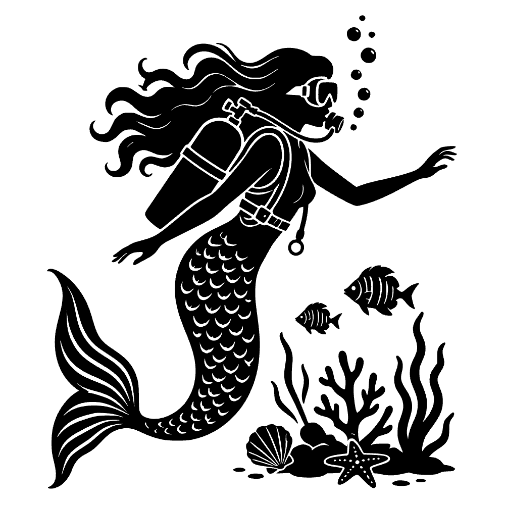 Sirena con equipo de buceo — archivo SVG