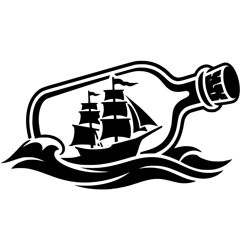 Botella de mensaje en barco — archivo SVG