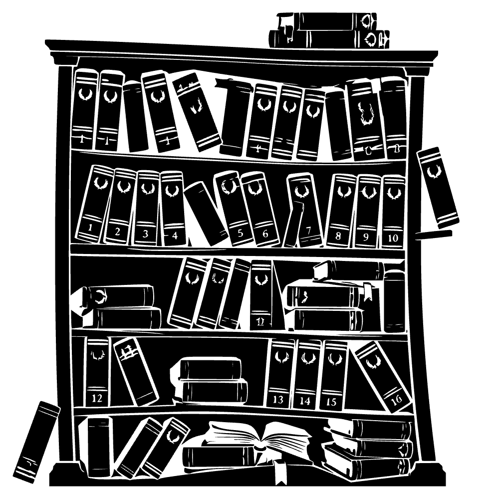 Estante de libros desordenado — archivo SVG