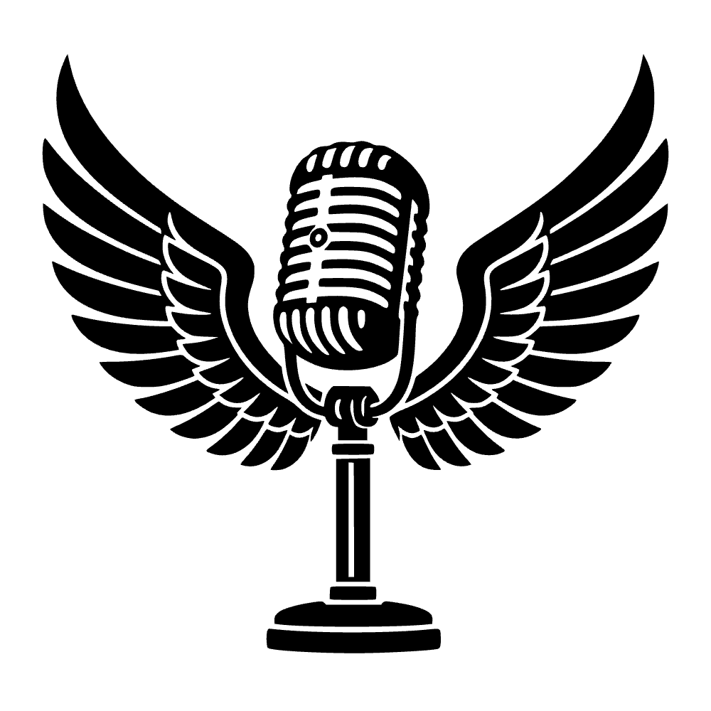 Micrófono con alas emplumadas — archivo SVG