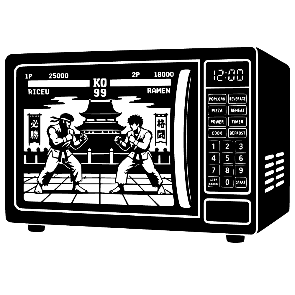 Microondas mostrando pelea de arcade — archivo SVG