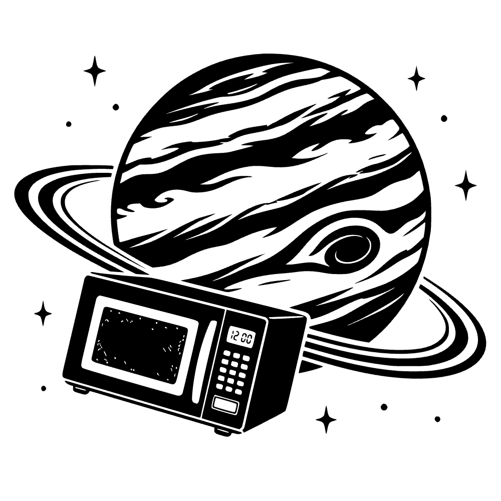 Microondas orbitando un planeta gaseoso — archivo SVG