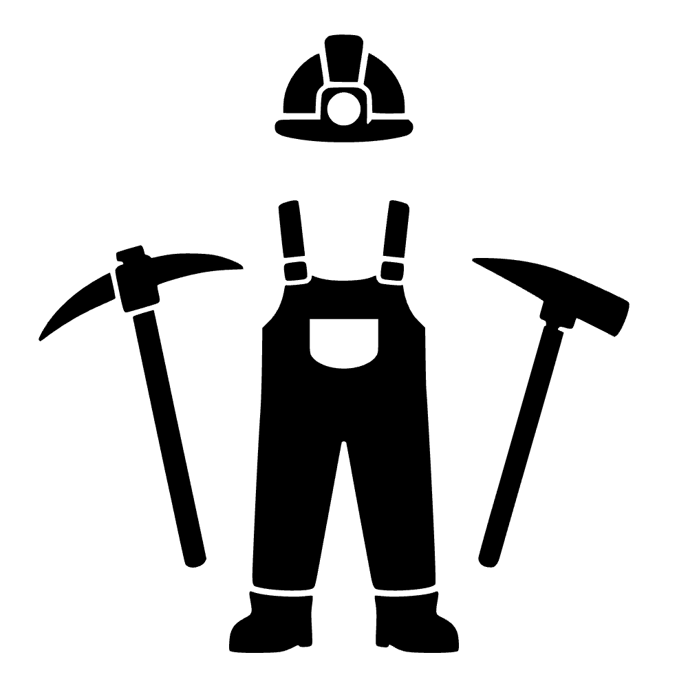 Icono de casco de minero con pico y lámpara — archivo SVG