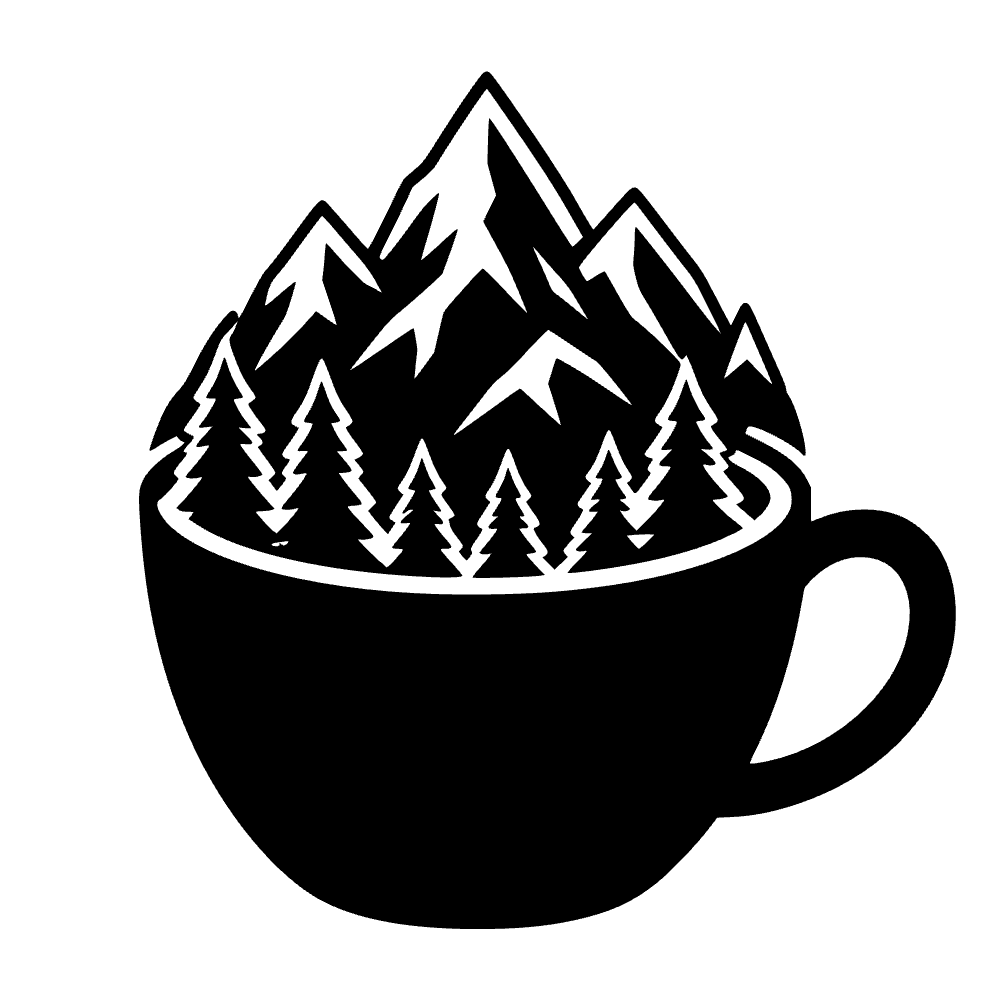 Montañas dentro de taza de café — archivo SVG