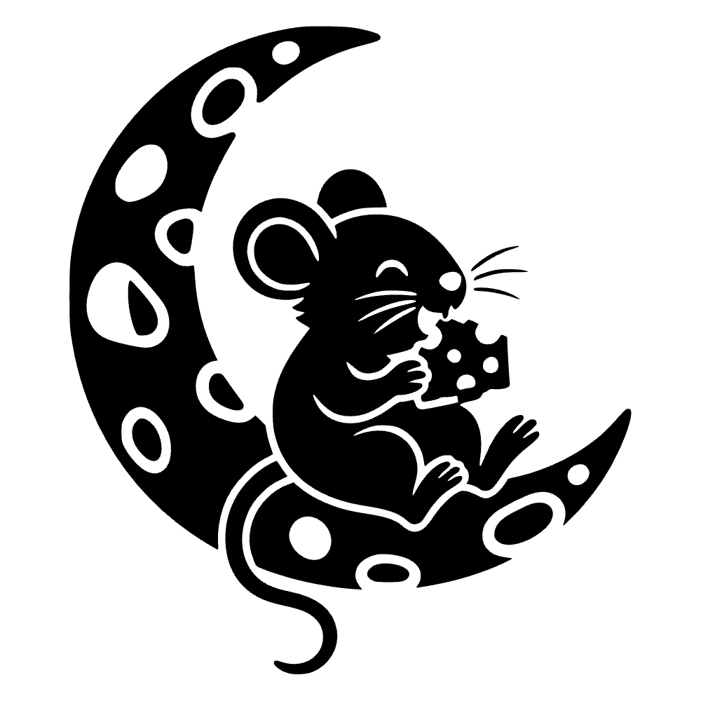 Ratón comiendo queso de luna — archivo SVG