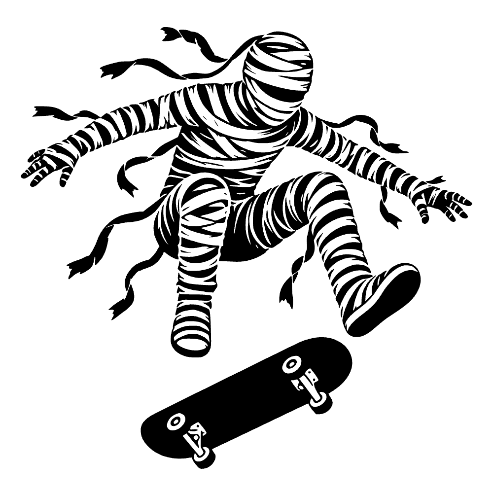 Mummy Doing Kickflip Silhouette SVG cut file preview