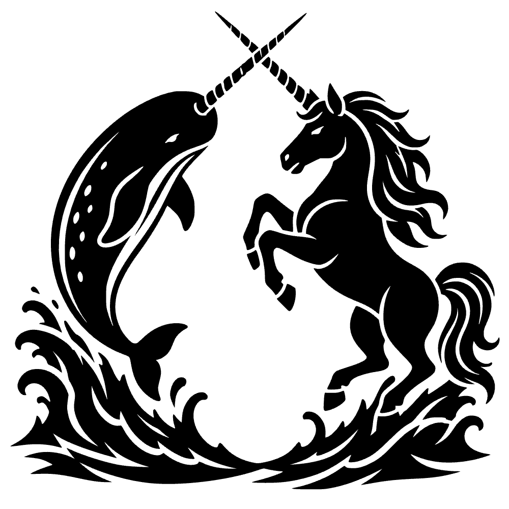 Narval y unicornio en duelo — archivo SVG