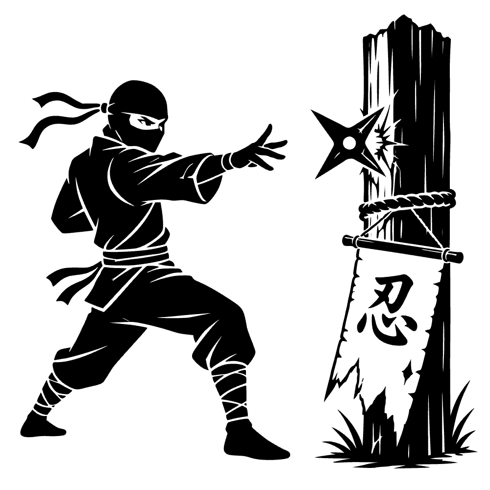 Ninja lanzando shuriken — archivo SVG