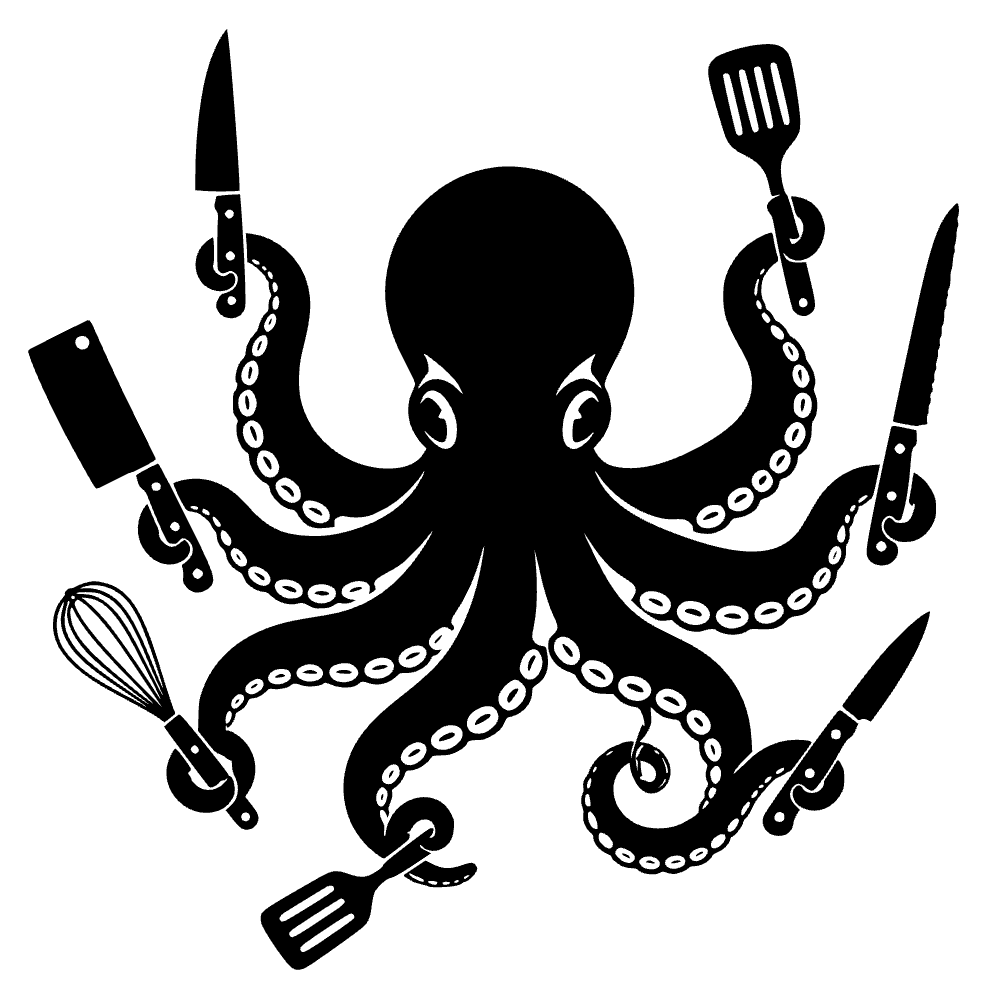 Octopus Holding Kitchen Icons SVG cut file preview