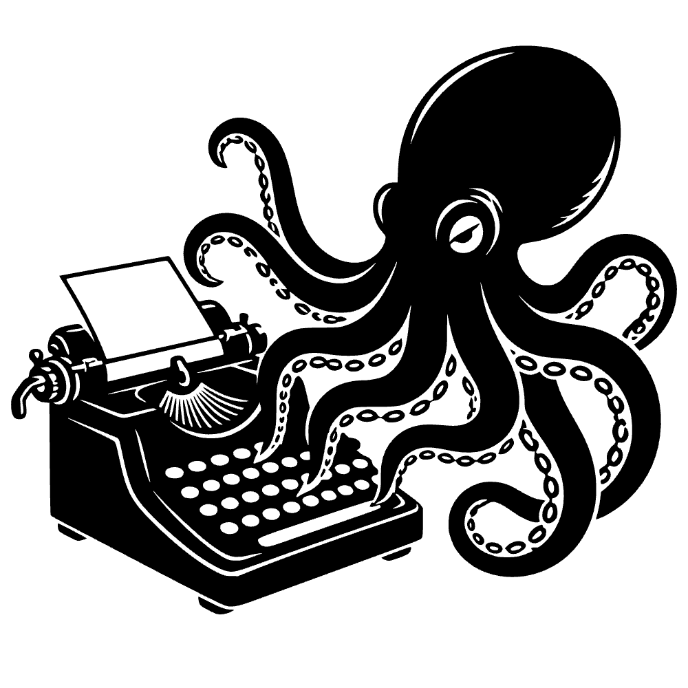 Octopus Operating Typewriter SVG cut file