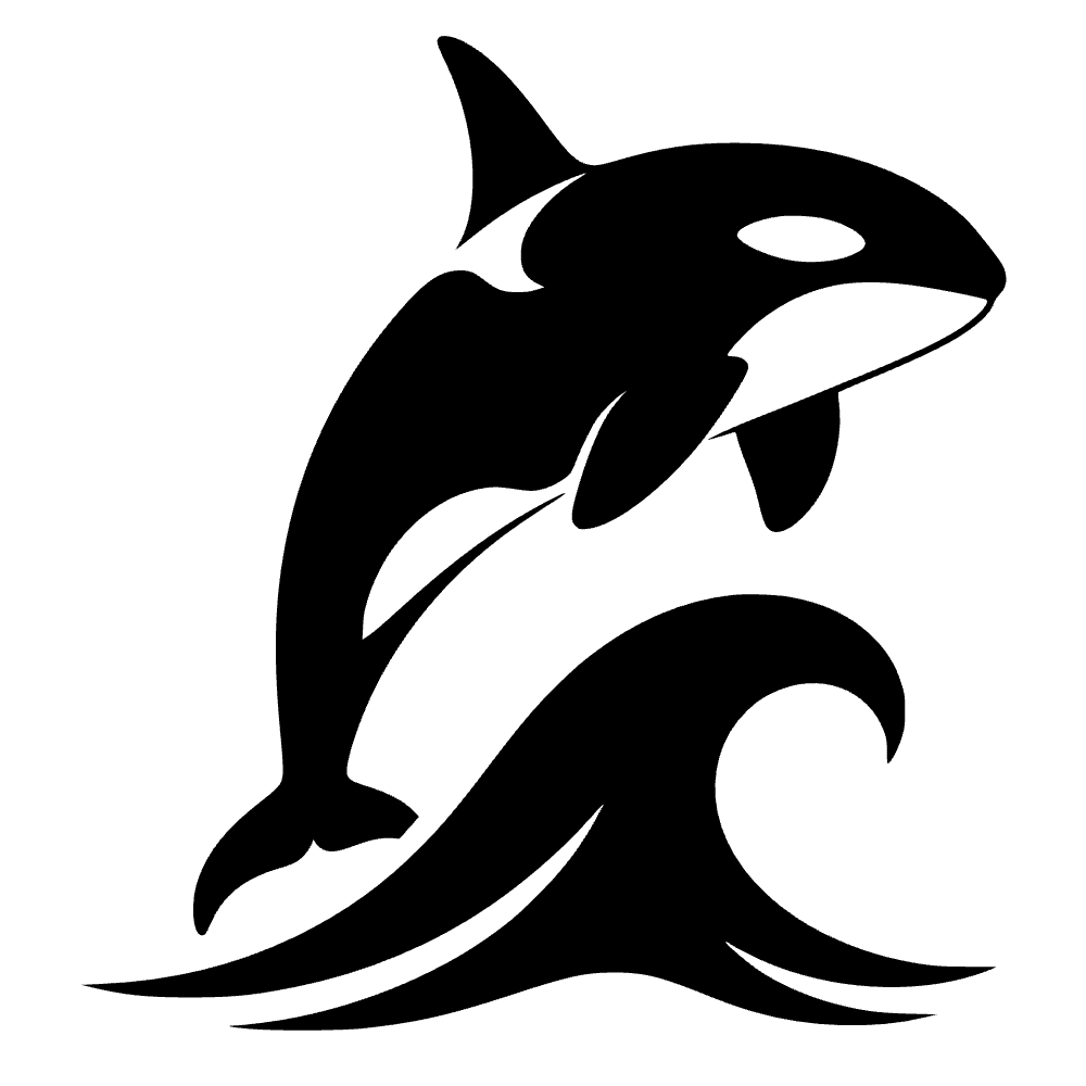Orca Breaching Wave Icon SVG cut file preview