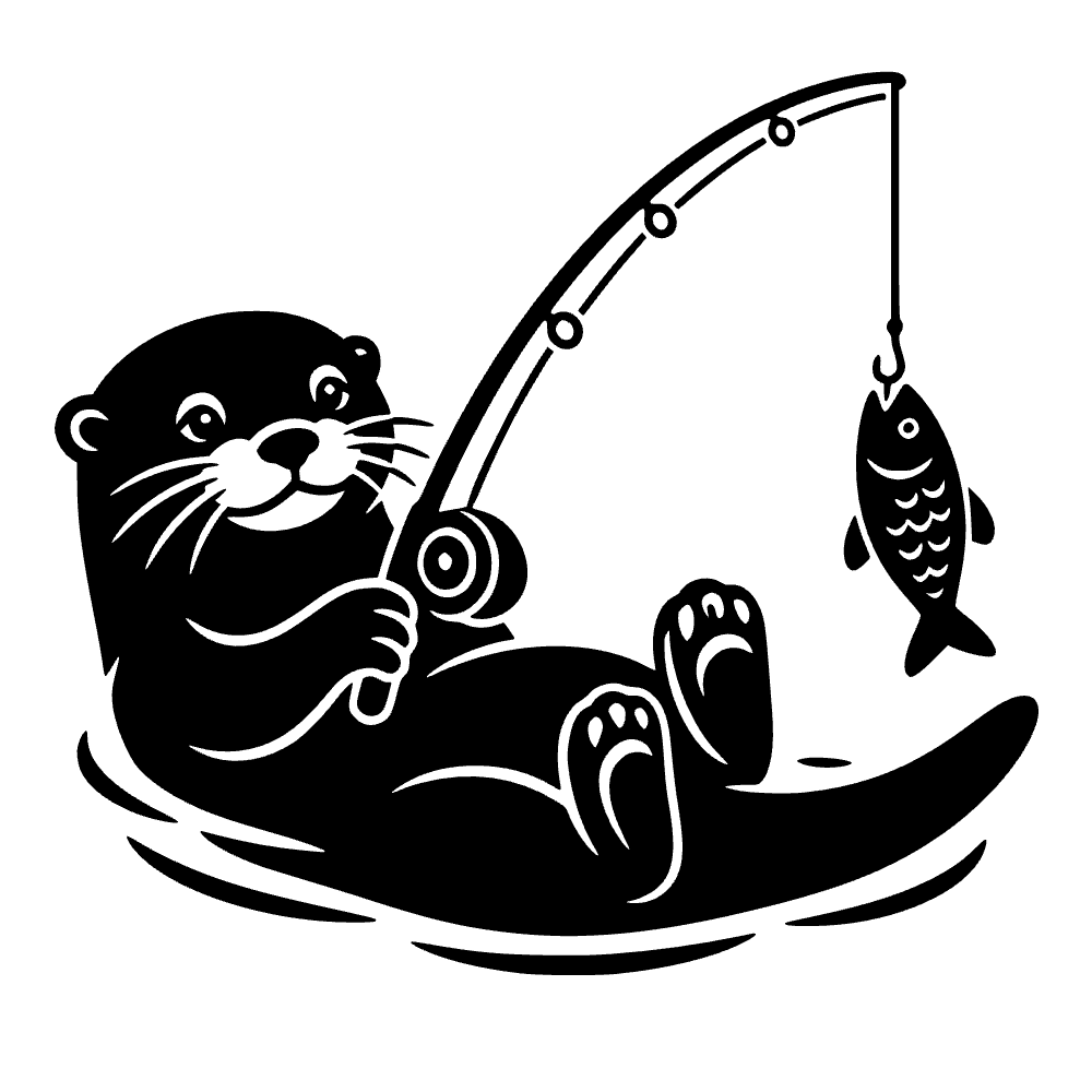 Nutria sosteniendo una caña de pescar — archivo SVG