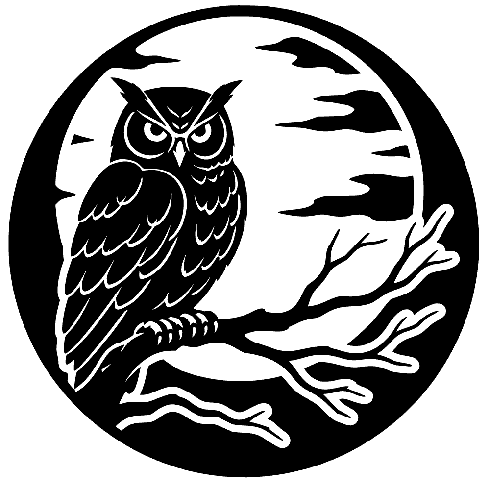 Búho con luna de cosecha — archivo SVG