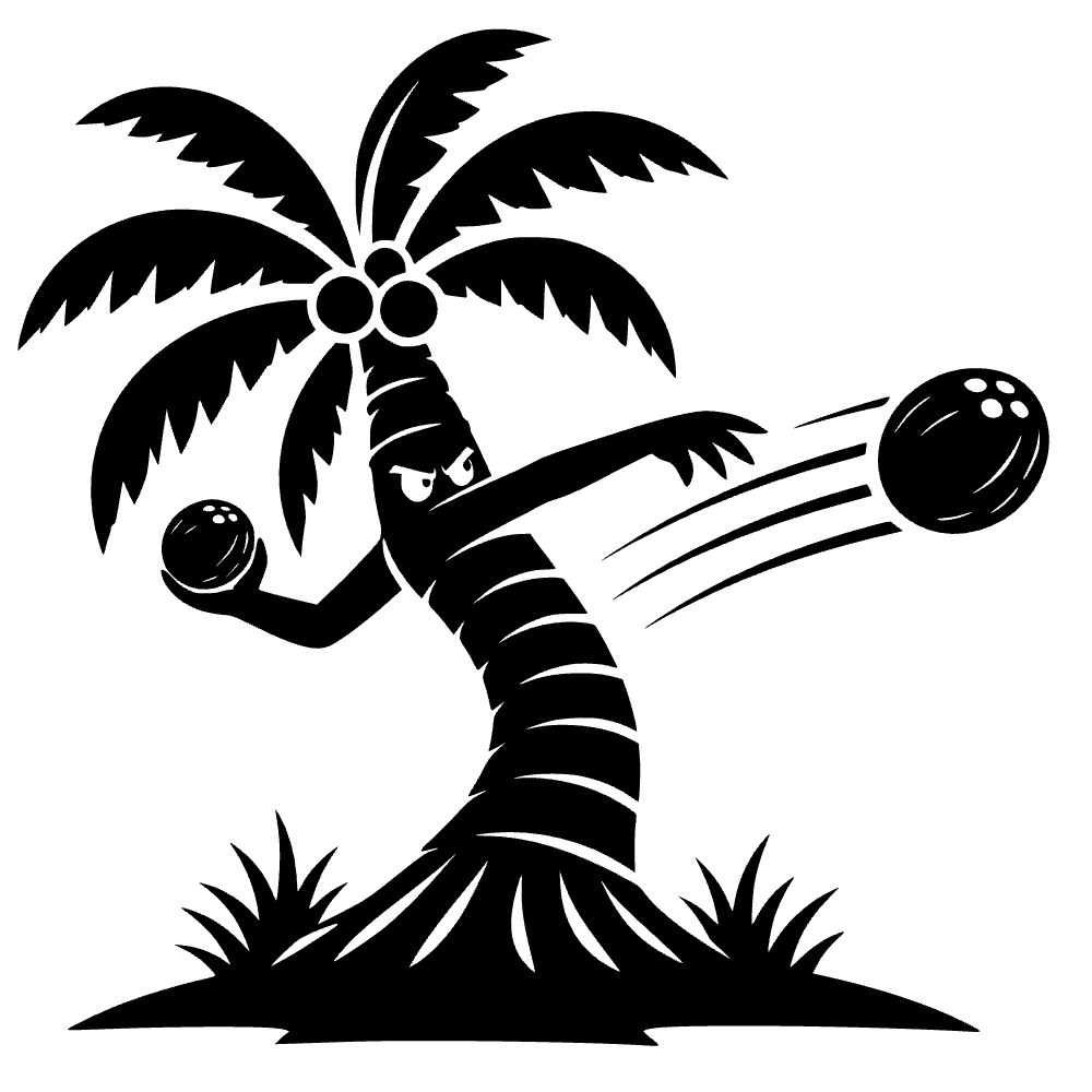 Palmera lanzando cocos — archivo SVG