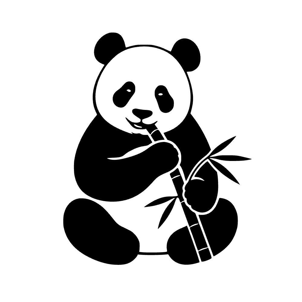 Panda comiendo bambú — archivo SVG