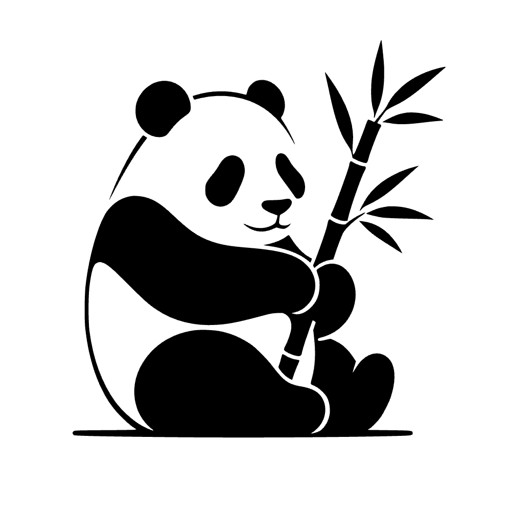 Panda Sitting Bamboo Icon SVG cut file preview