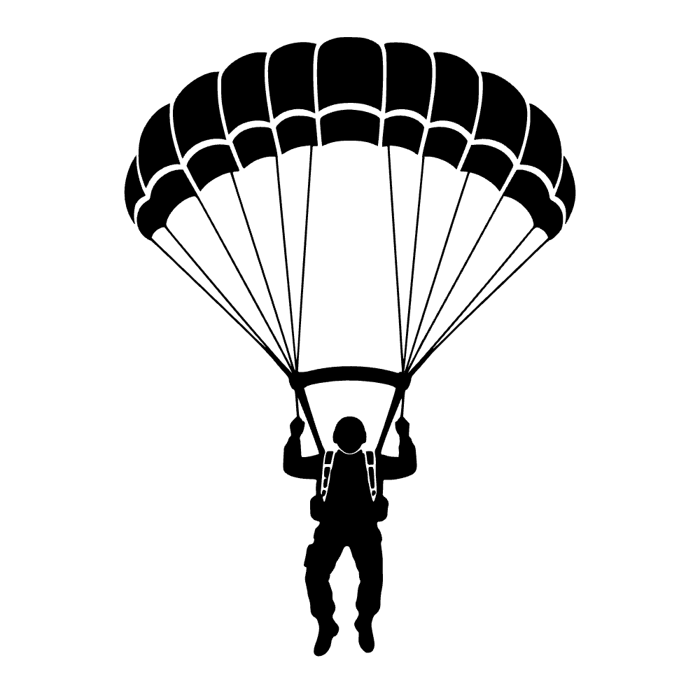 Paracaidista con paracaídas — archivo SVG