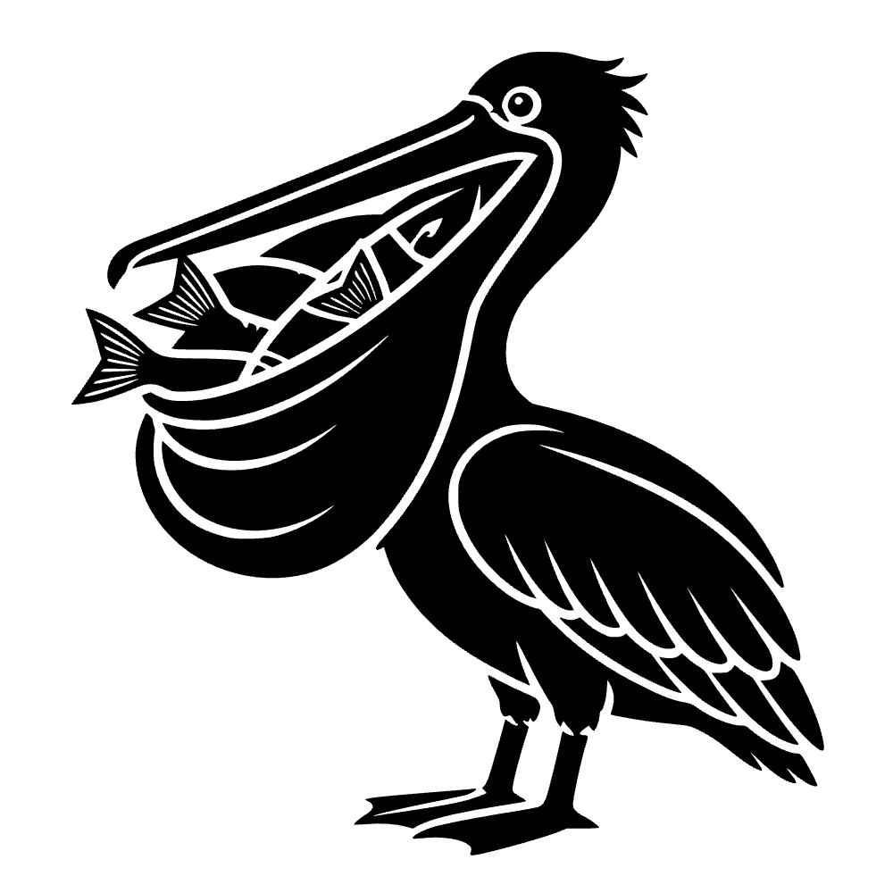 Pico de pelícano lleno de pescado — archivo SVG