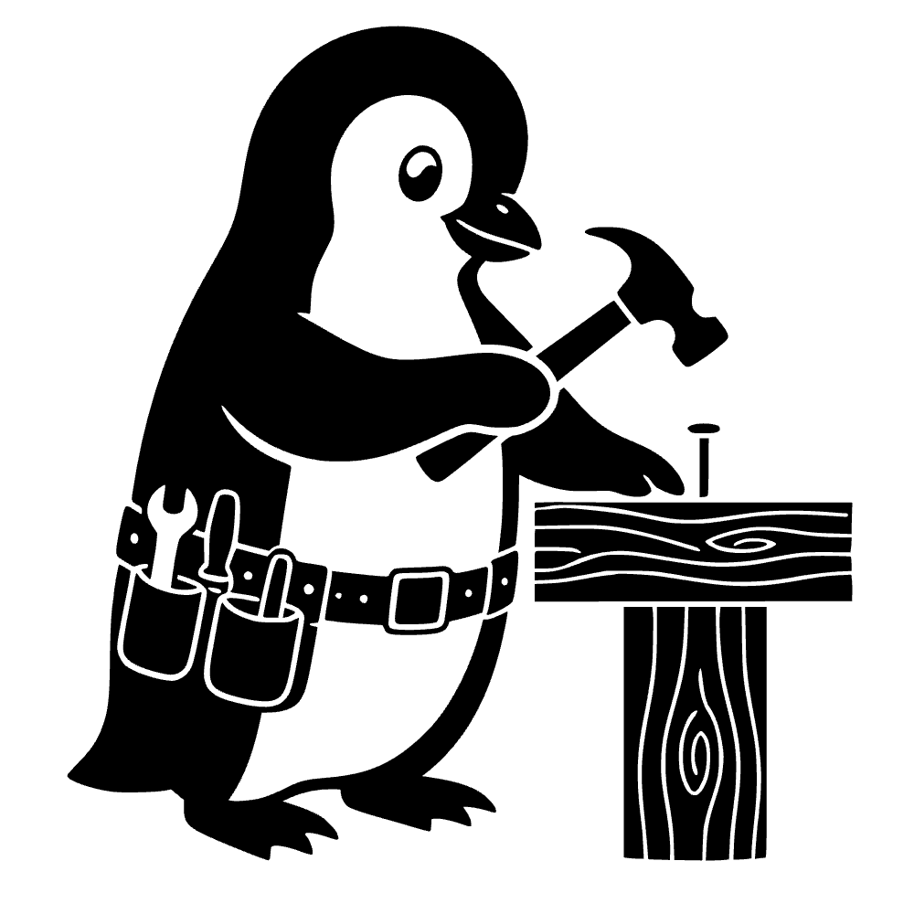 Pingüino martillando — vista previa del archivo SVG