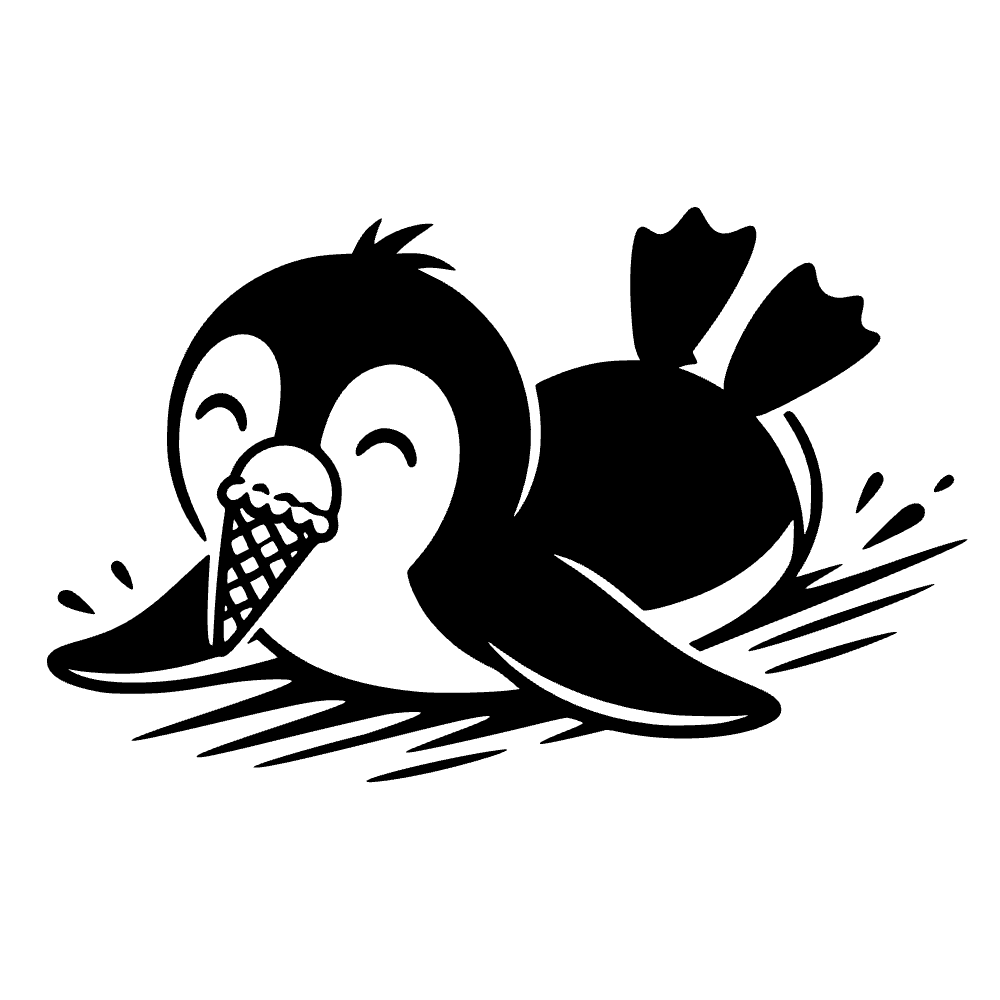 Pingüino con cono de helado — archivo SVG