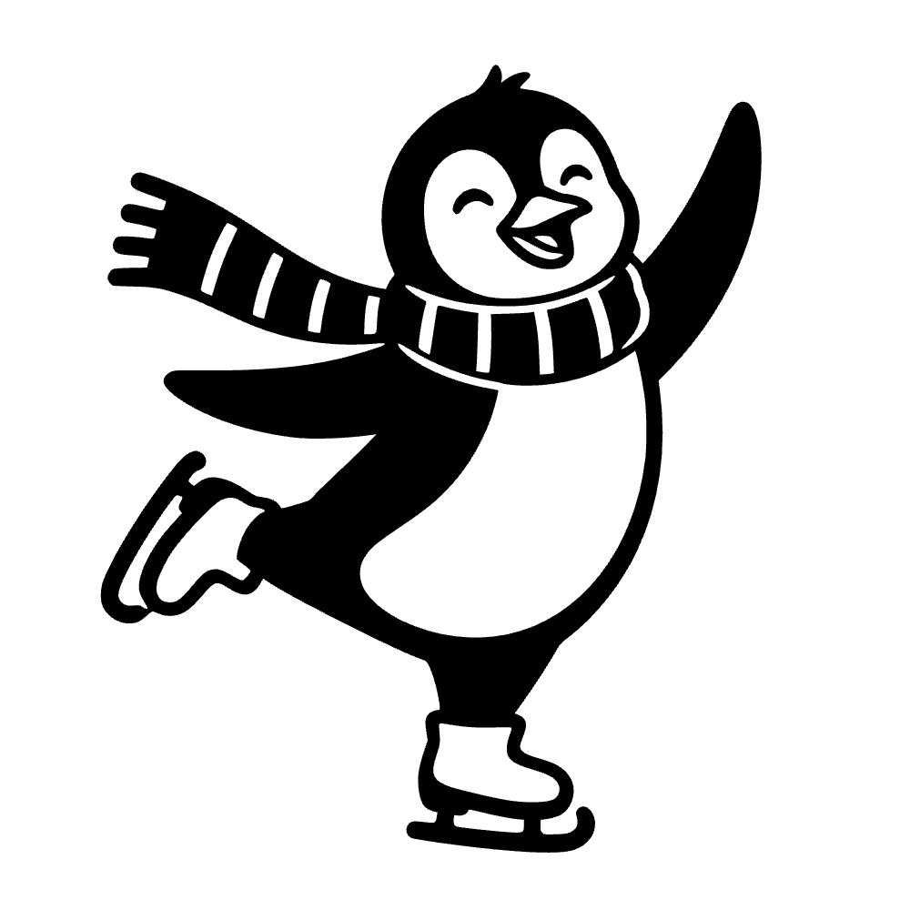 Pingüino patinando sobre hielo — archivo SVG