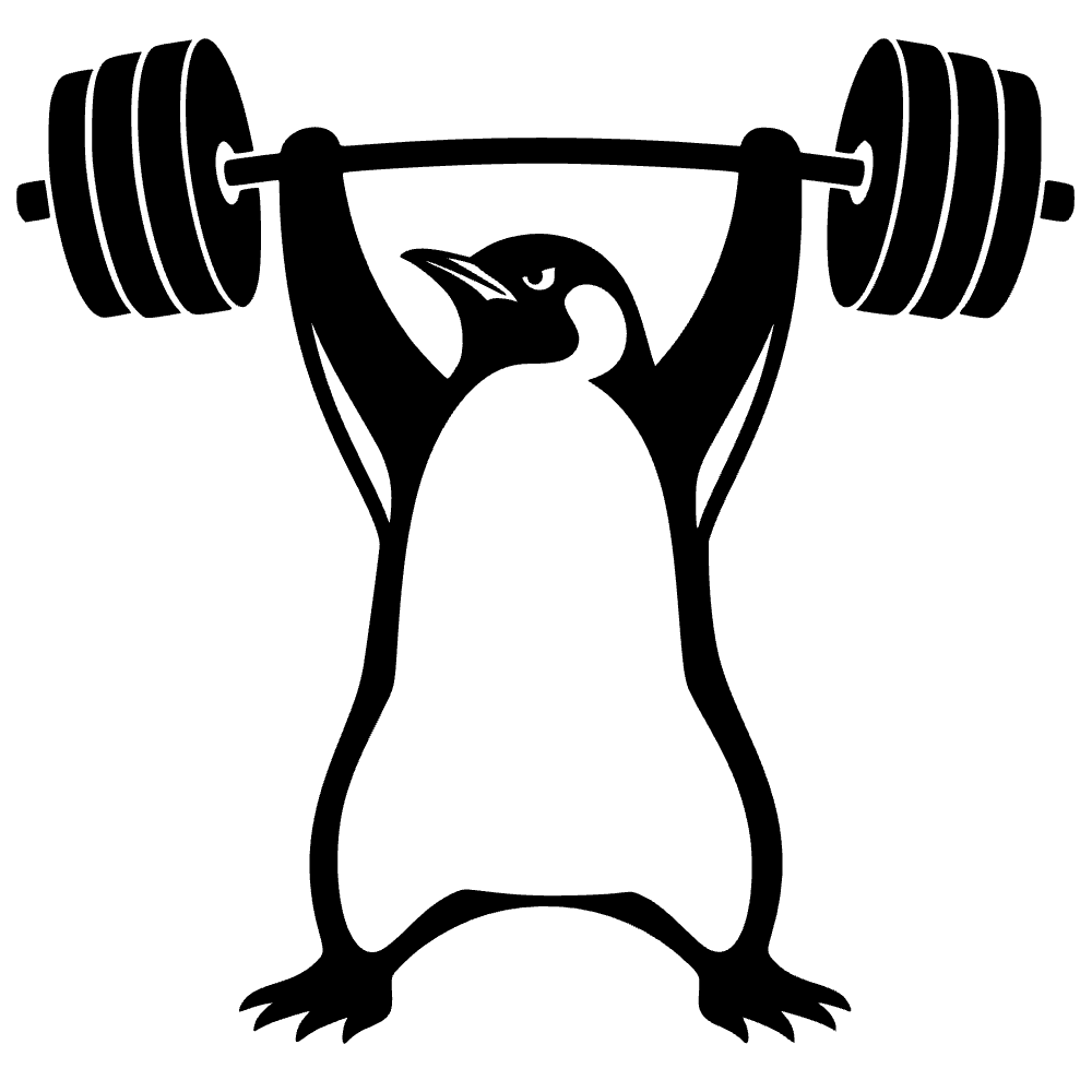 Pingüino levantando pesa — archivo SVG