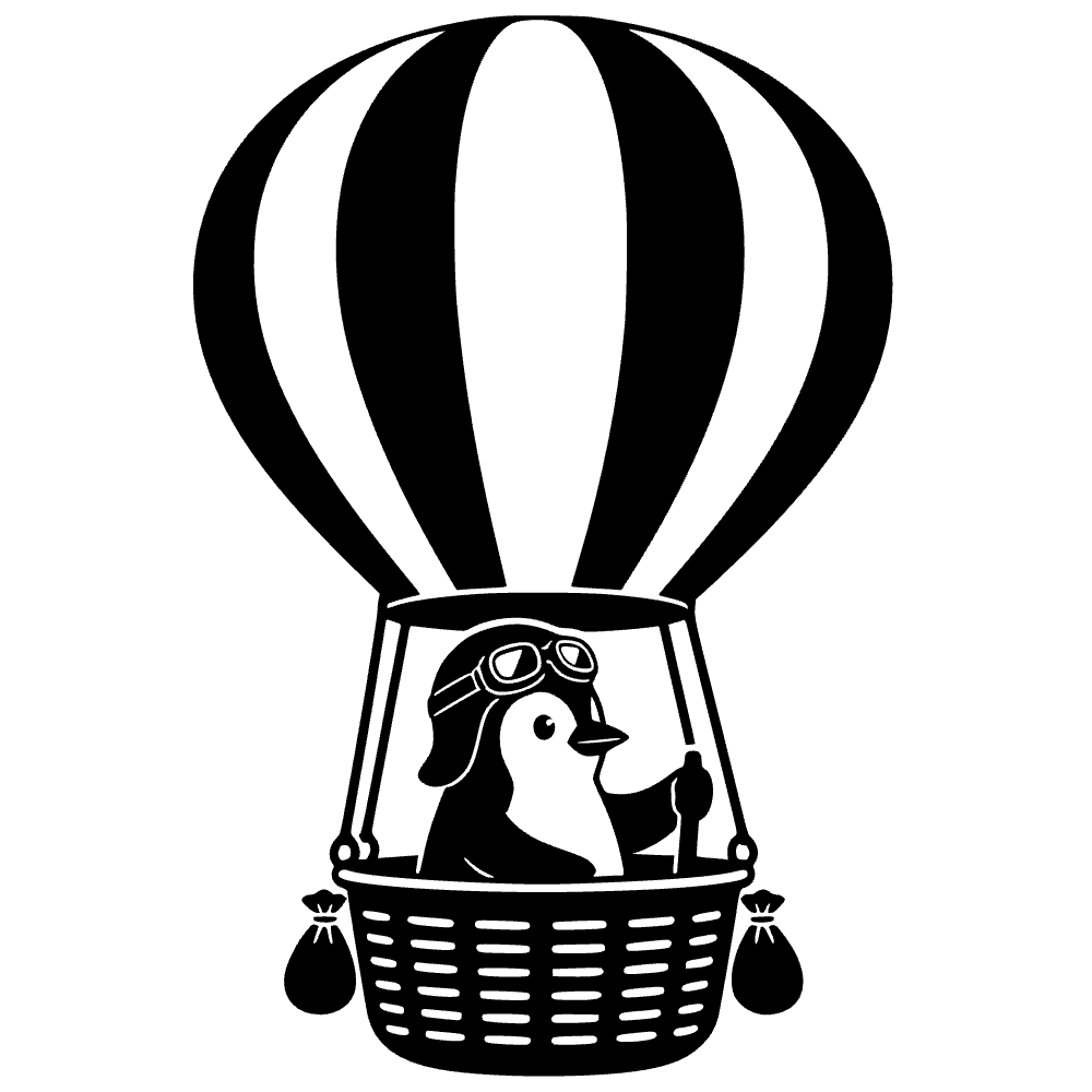 Penguin Piloting Hot Air SVG cut file