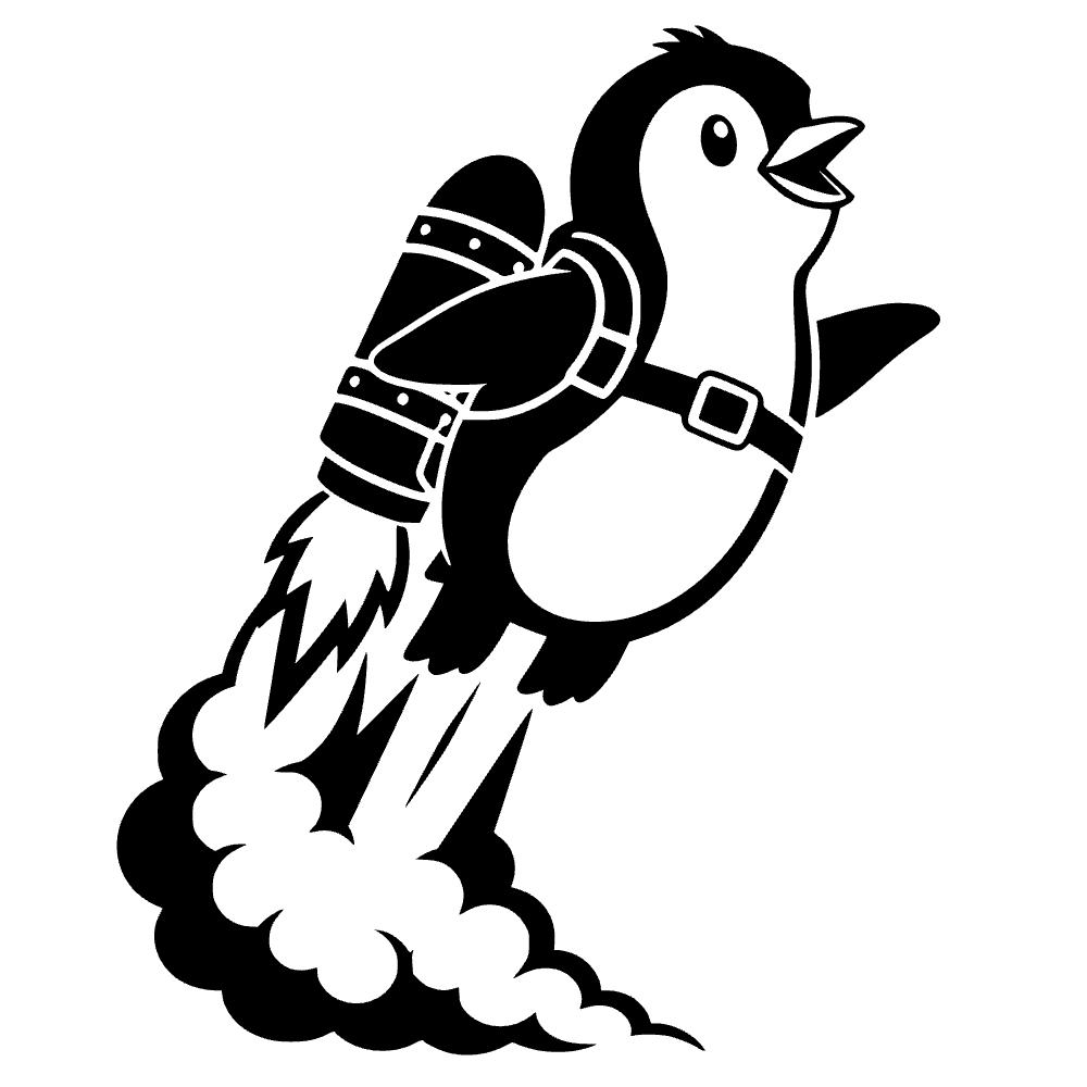 Pingüino con jetpack — archivo SVG
