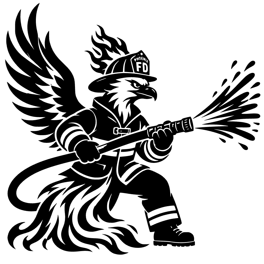 Fénix actuando como bombero — archivo SVG