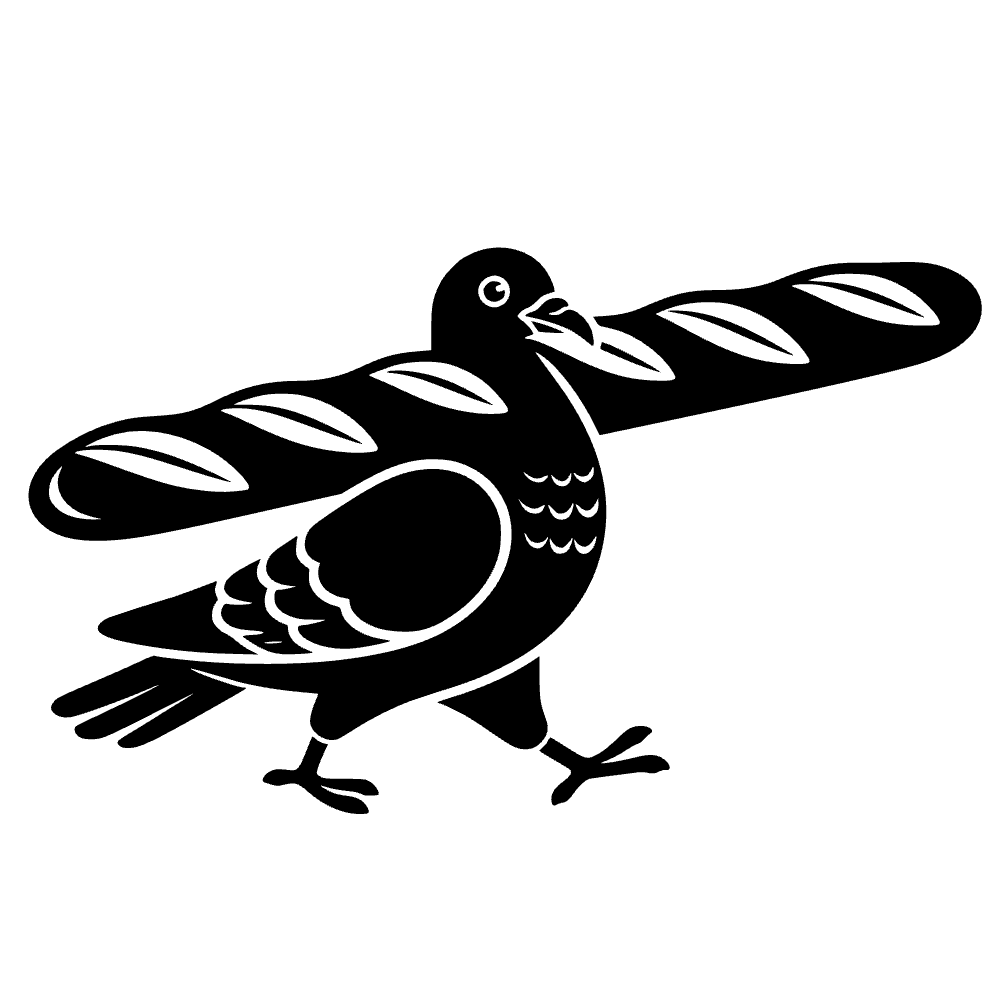 Paloma llevando una baguette — archivo SVG