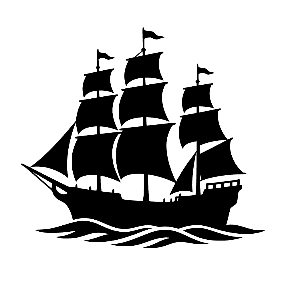 Barco de peregrinos navegando — archivo SVG