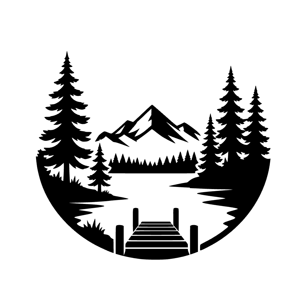 Lago en el bosque de pinos — archivo SVG