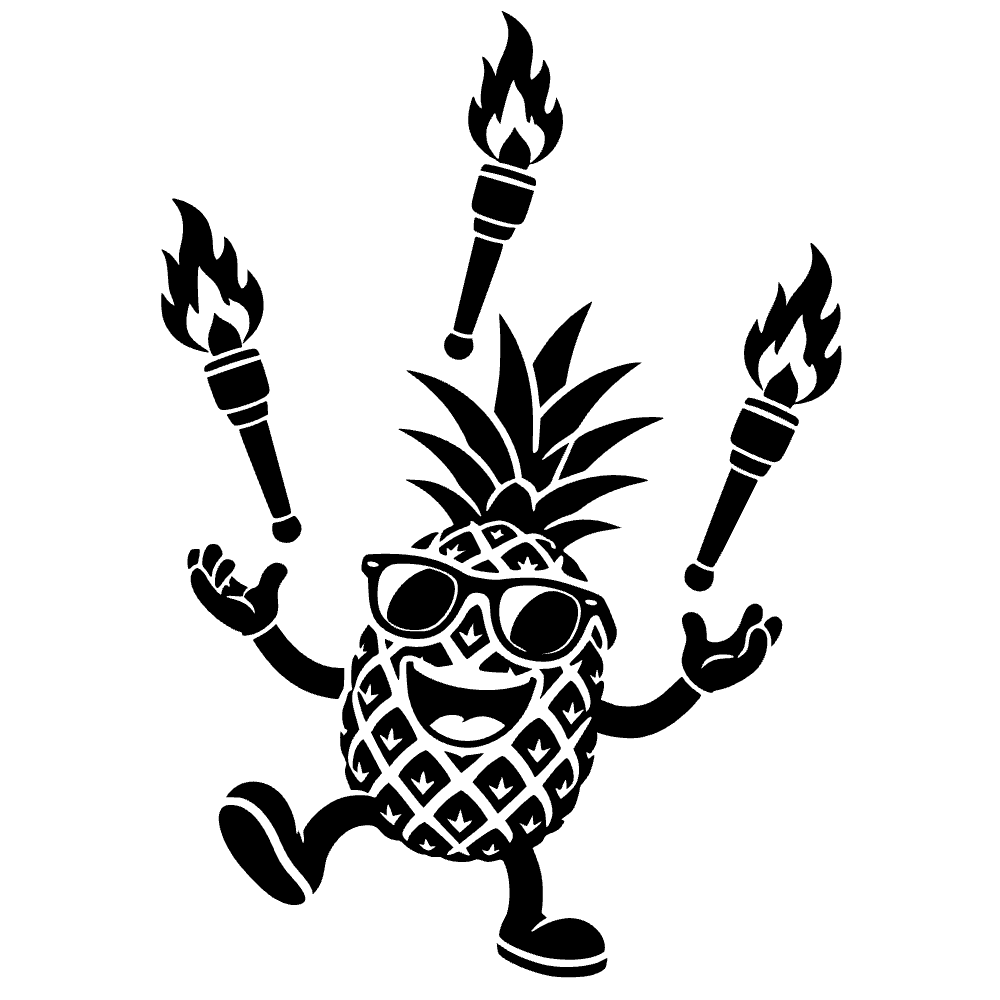 Piña malabareando antorchas — archivo SVG