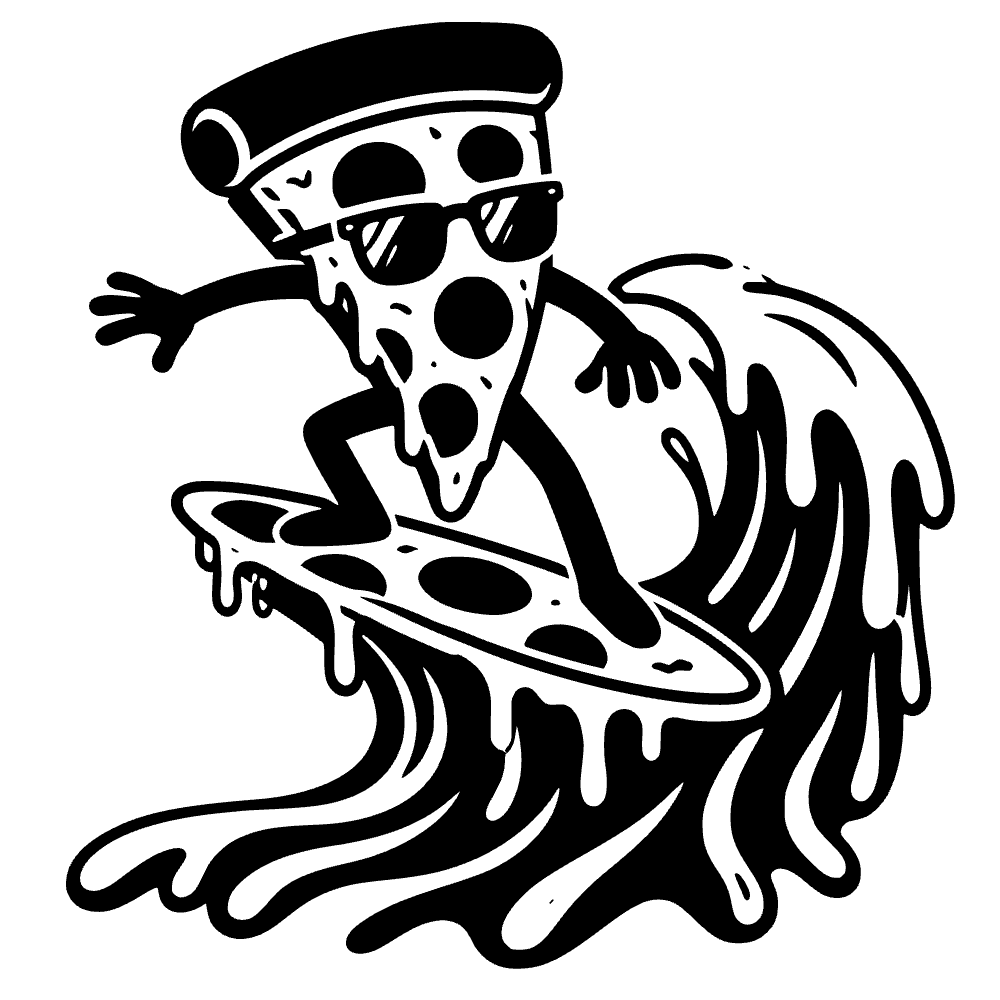 Rebanada de pizza surfeando — archivo SVG