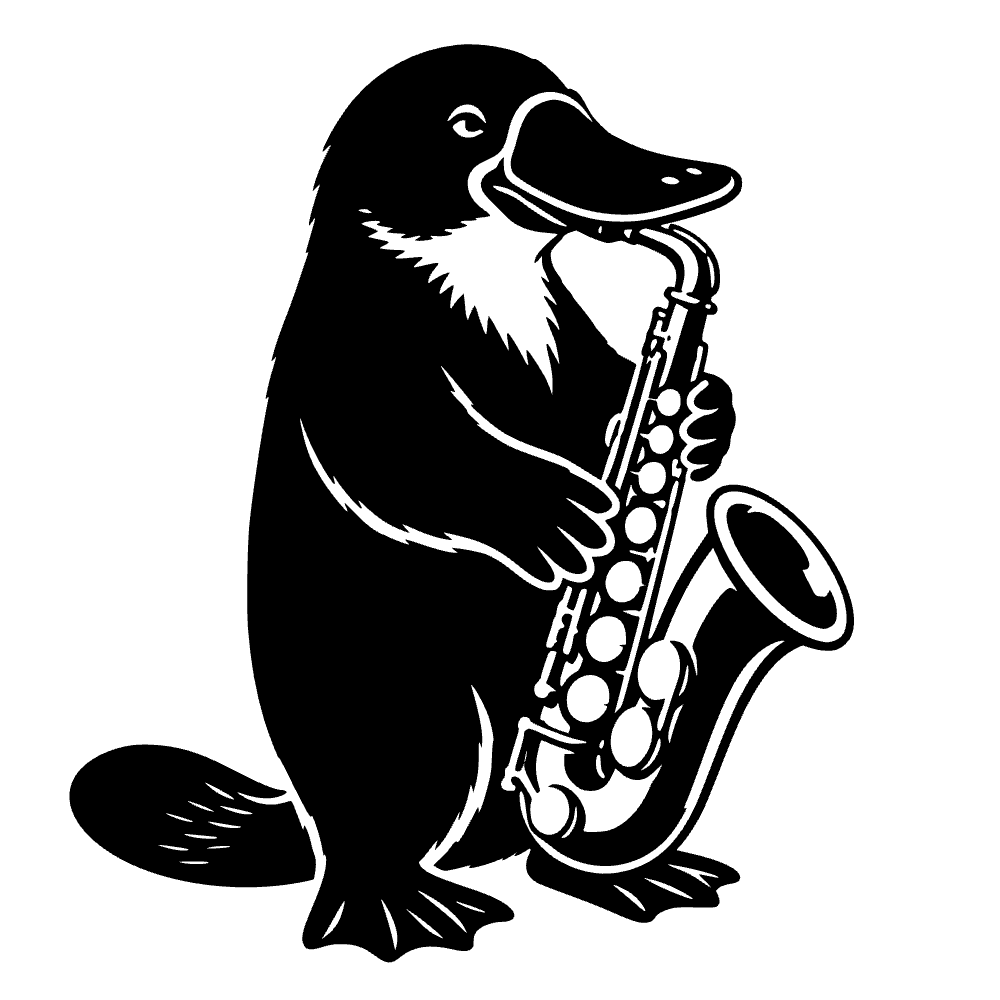 Ornitorrinco tocando saxofón — archivo SVG