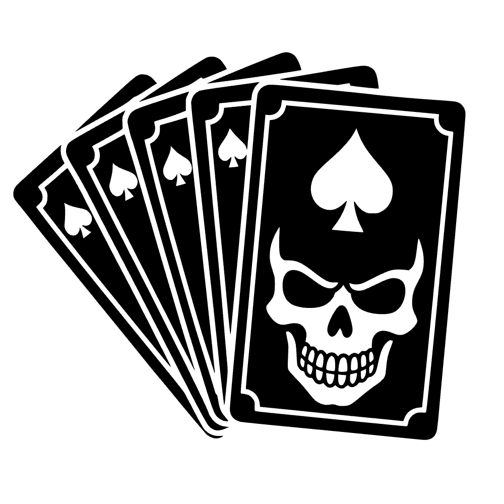 Fan de calavera con cartas — archivo SVG