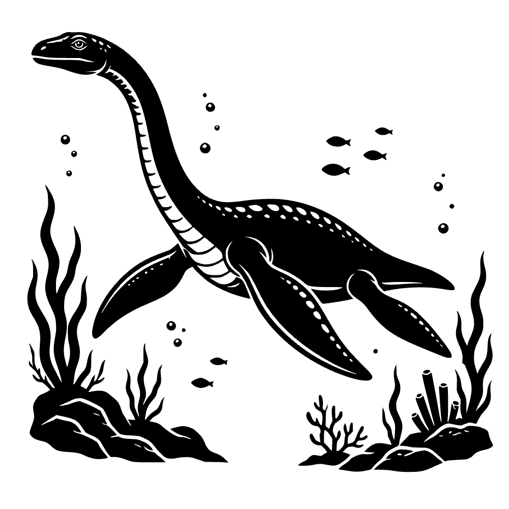 Plesiosaurio nadando con gracia — archivo SVG