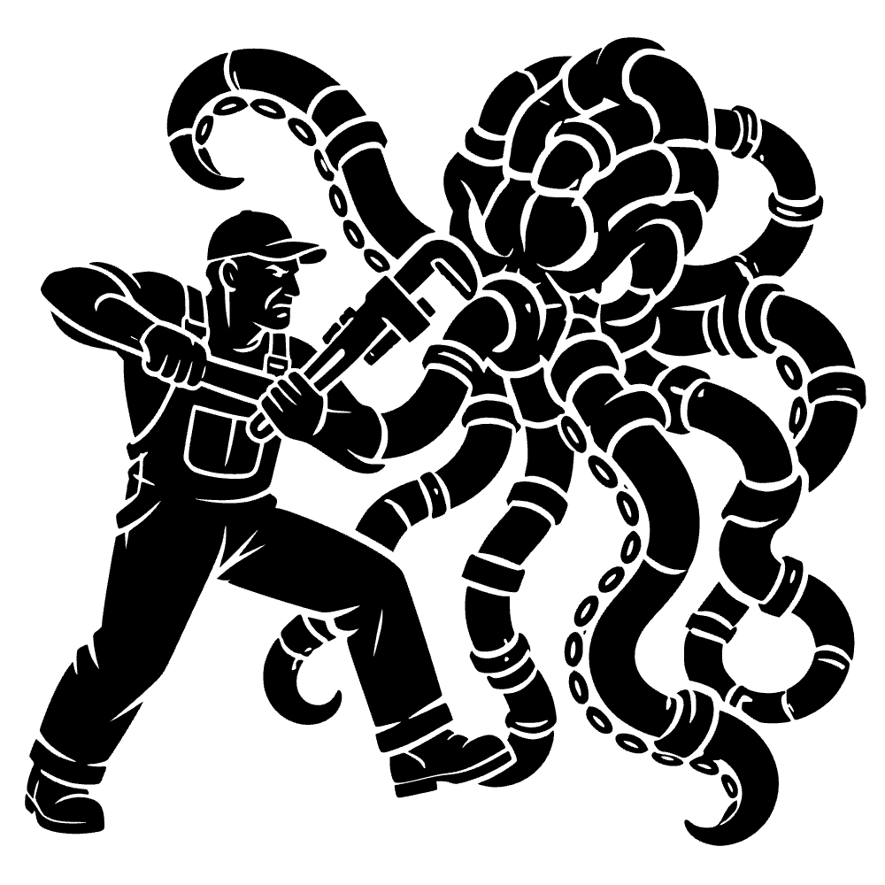 Fontanero luchando contra pulpo — archivo SVG