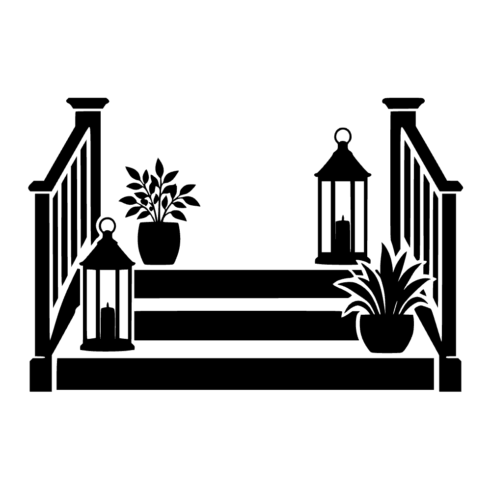 Linternas en los escalones del porche — archivo SVG
