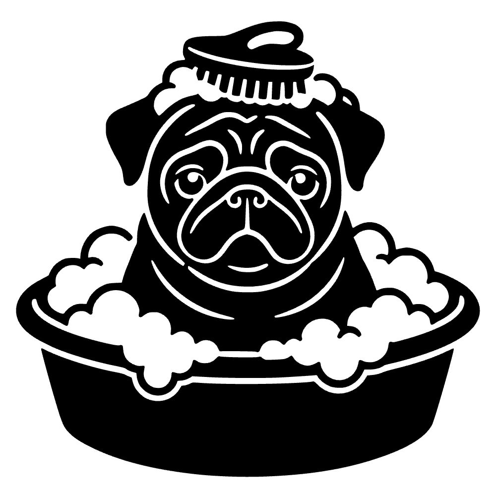 Pug en baño de burbujas — archivo SVG