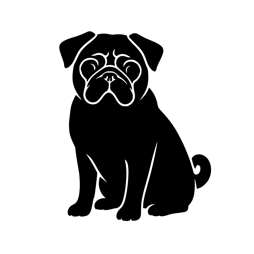 Perro pug con cola rizada — archivo SVG