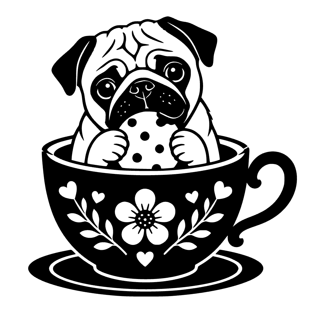 Pug Sitting Inside Cup SVG SVG cut file preview