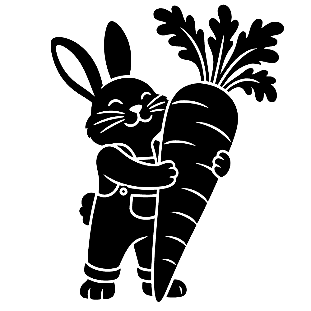 Conejo granjero con zanahoria gigante — archivo SVG