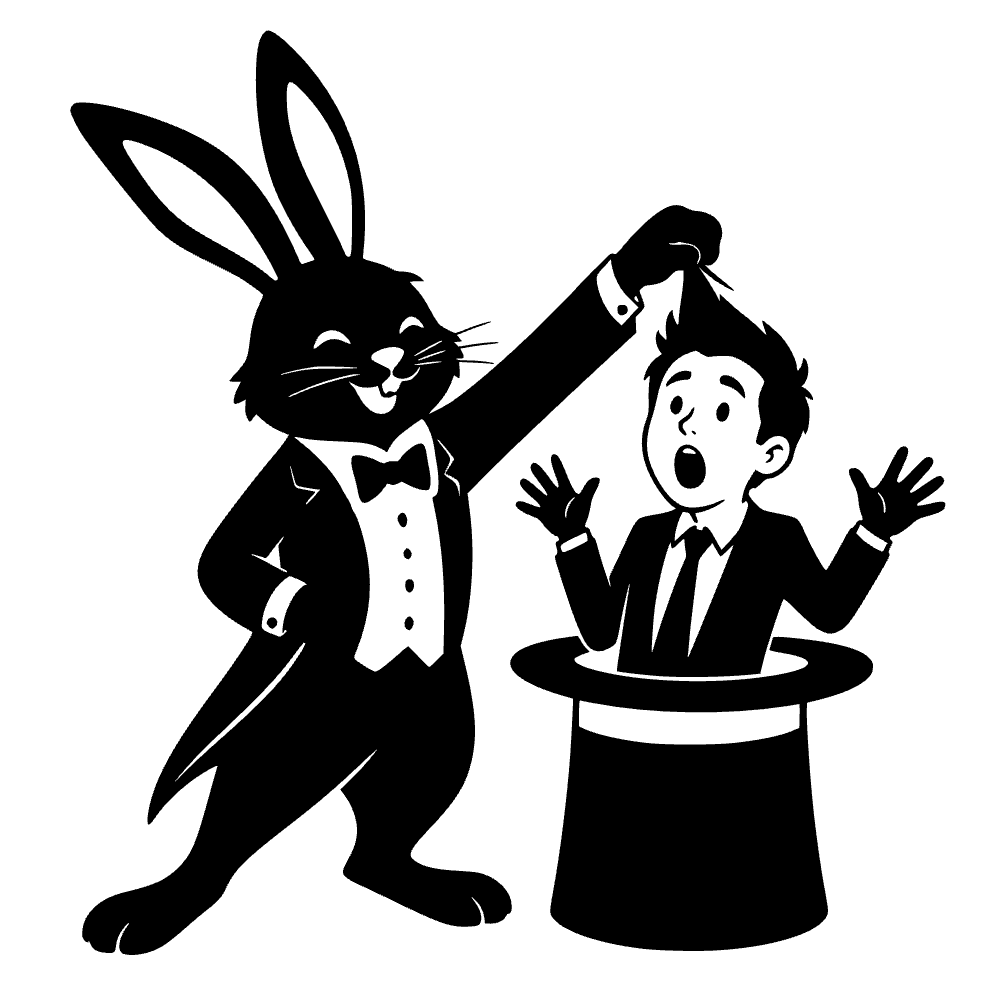 Rabbit Performing Magic Trick SVG cut file preview