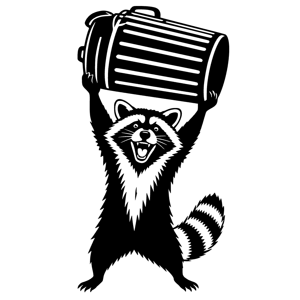 Raccoon Holding Trash Can SVG cut file preview