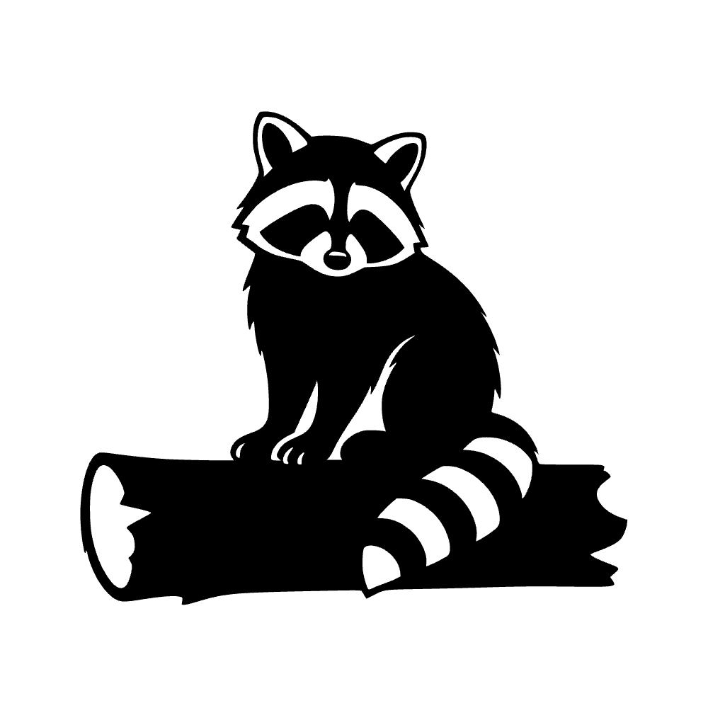 Mapache sentado en un tronco — archivo SVG