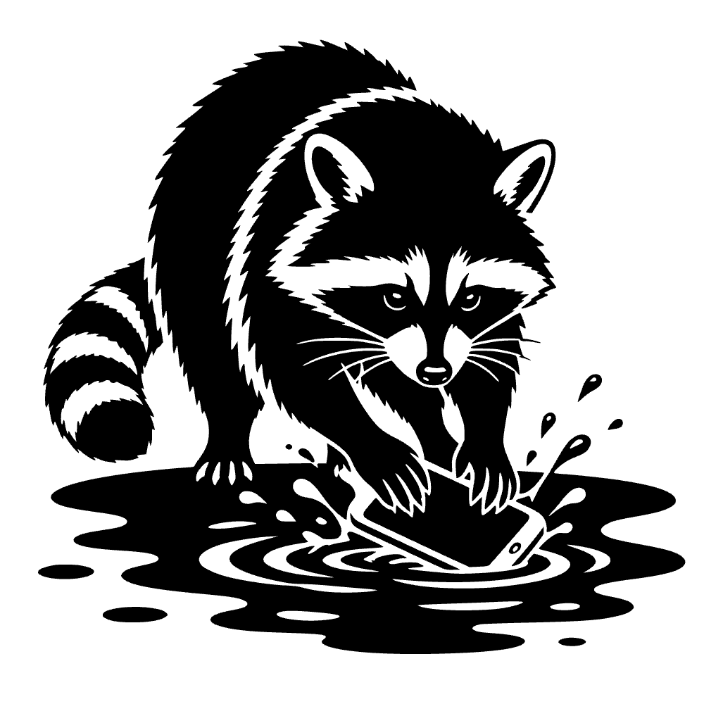 Raccoon Washing Smartphone SVG SVG cut file preview