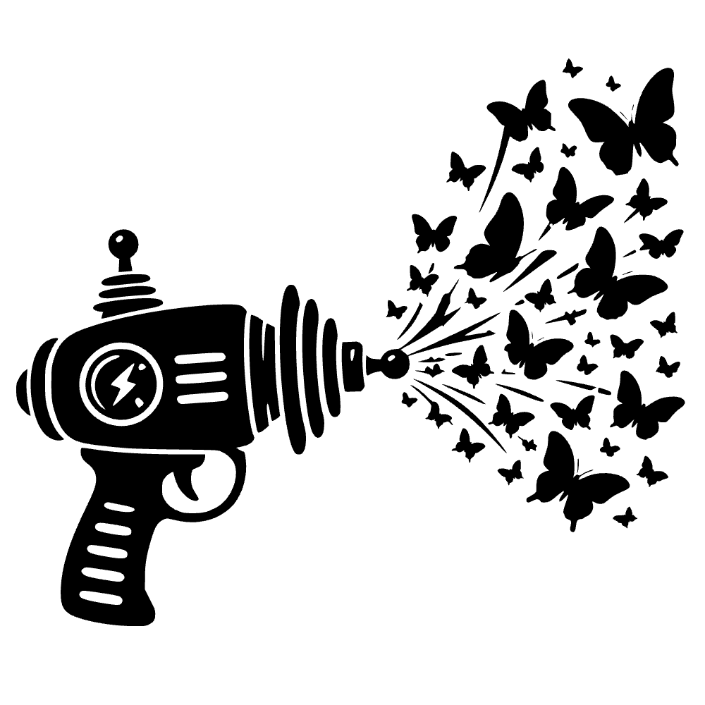 Raygun Shooting Butterflies SVG cut file preview