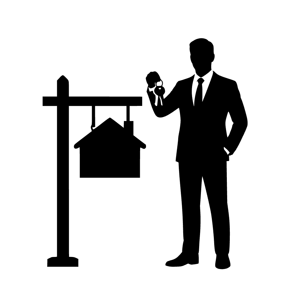 Agente inmobiliario sosteniendo — archivo SVG