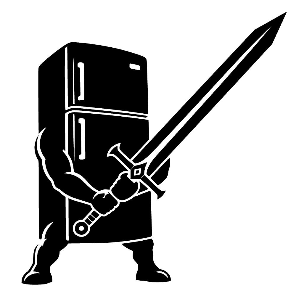 Refrigerador empuñando una espada — archivo SVG